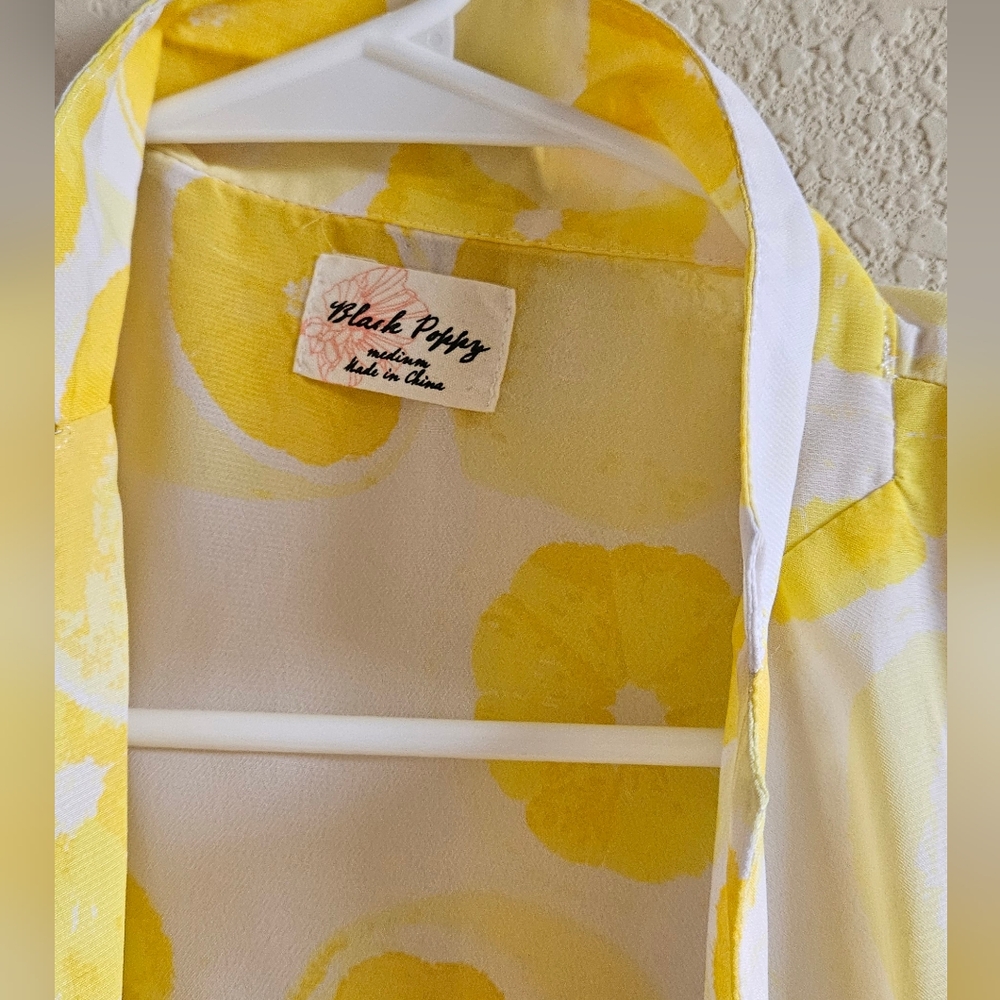 Sheer lemon button and tie front shirt - Picture 4 of 8